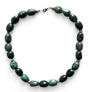 Soapstone Green Smooth Oval Beaded Eclectic Maximalism Chunky Necklace